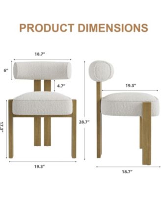 Upholstered Dining Chairs Set of 2,Modern Boucle Dining Room Chairs with Ergonomic Curved Back,Comfortable Kitchen Chairs with Rubber Wood