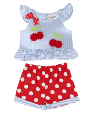 Baby Girls' Flutter Sleeve Top and Elastic Waistband Shorts, 2-Piece Set