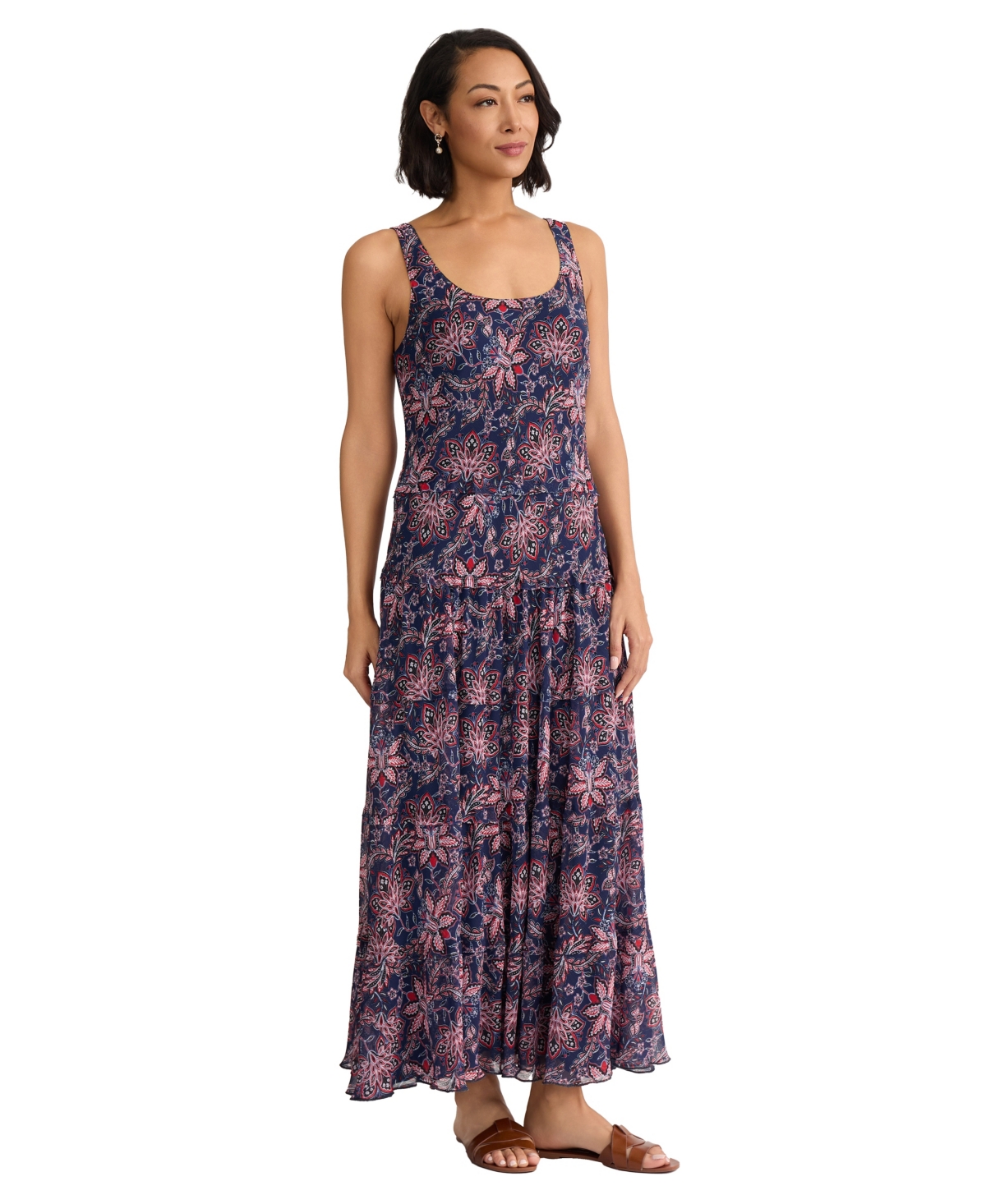 Jones New York Women's Sleeveless Scoop Neck Polyester Maxi Dress