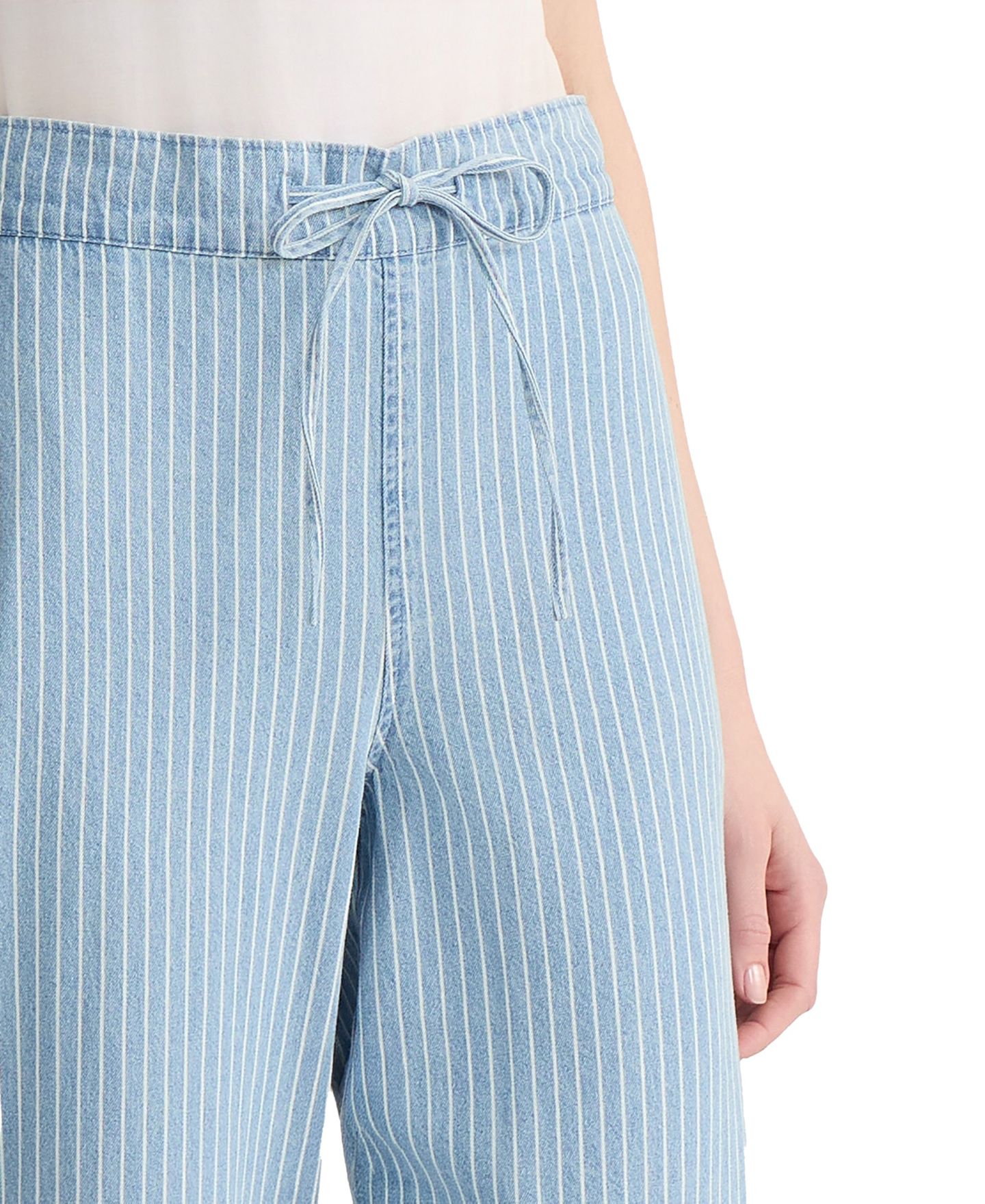Женские брюки Jones New York Wide Leg Stripe Drawstring Crop Pants, цвет: Средняя варка — фото 3