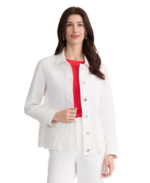 Женские куртки Jones New York Stretch Cotton Eyelet Shirt Jacket