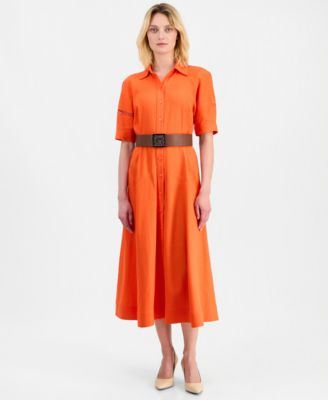 Women's Raglan-Sleeve Midi Shirtdress