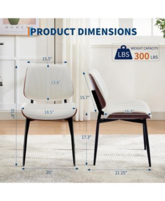 Dining Chairs Set of 4,Mid-Century Modern Upholstered Retro PU Leather Kitchen Chairs with Walnut Bentwood Back and Metal Legs Adjustable