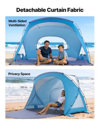 6-Person Beach Tent Sun Shelter with UPF 50+ Protection and Sand Pockets