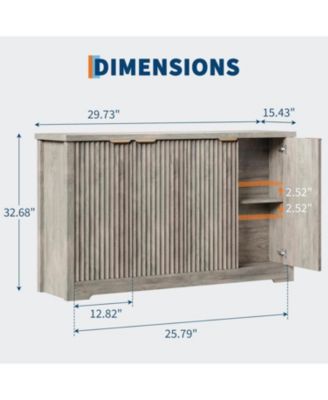 Fluted Buffet Sideboard Cabinet with Storage,2/4 Doors & Adjustable Shelf,Handle,Spacious Tabletop,Modern Wood Coffee Bar Console Table