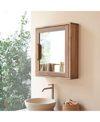 Lila solid acacia wood mirror bathroom cabinet