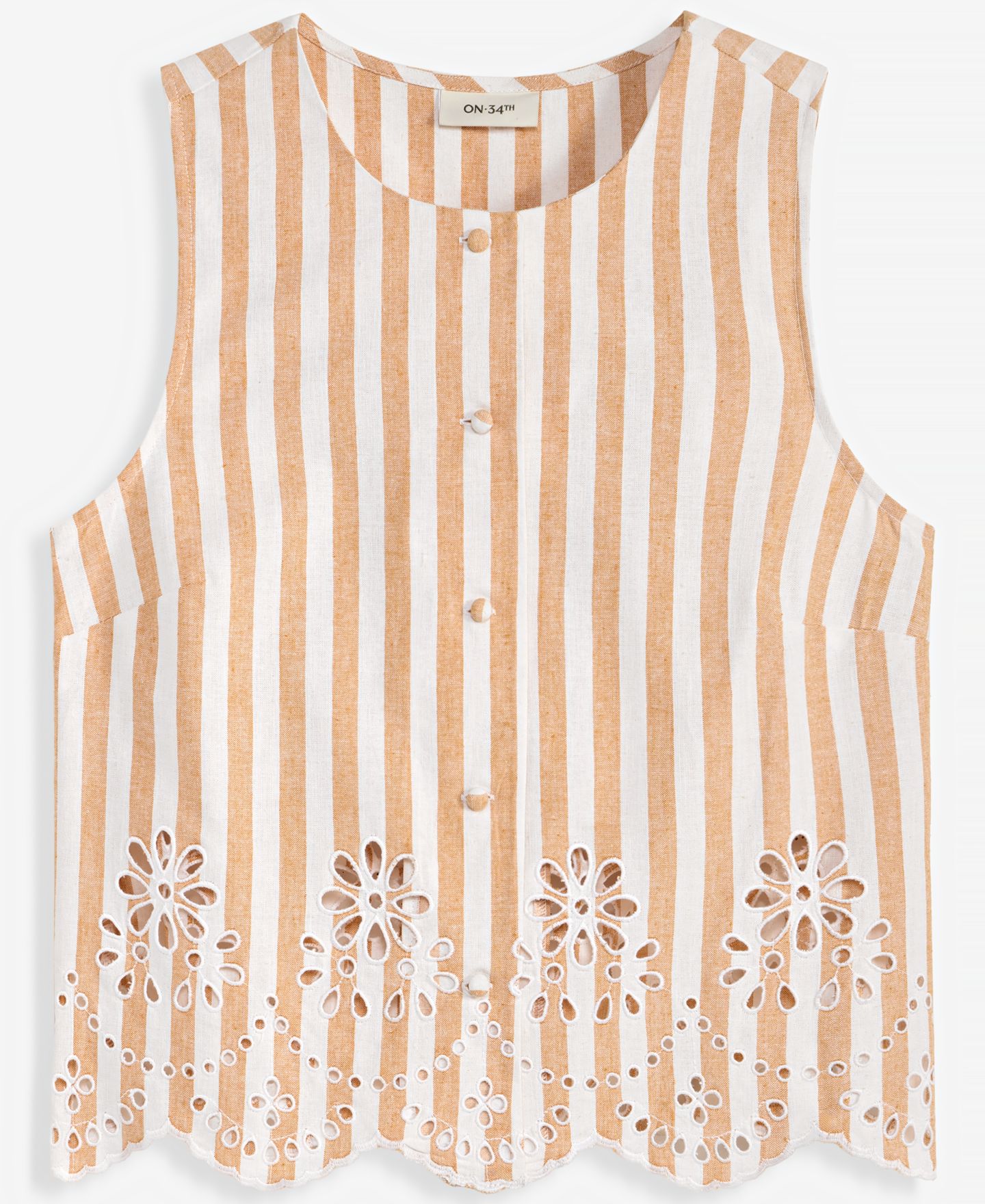 Женский жилет On 34th Verano Stripe Linen-Blend Eyelet, цвет: Белый комбинированный — фото 6
