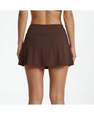 Women's Chlorine Resistant High Waisted Mini Swim Skirt With Shorts