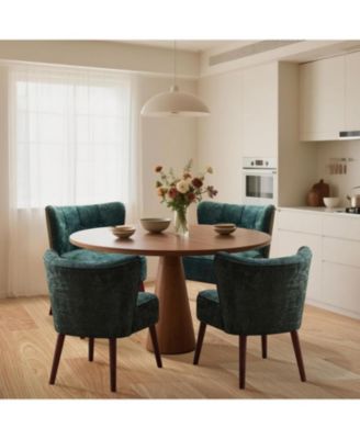 Modern Wingback Living Room Chair,Armless Lounge Chair with Wood Legs Upholstered Makeup Vanity Tufted Side Chair Fabric Comfy with Decor Back