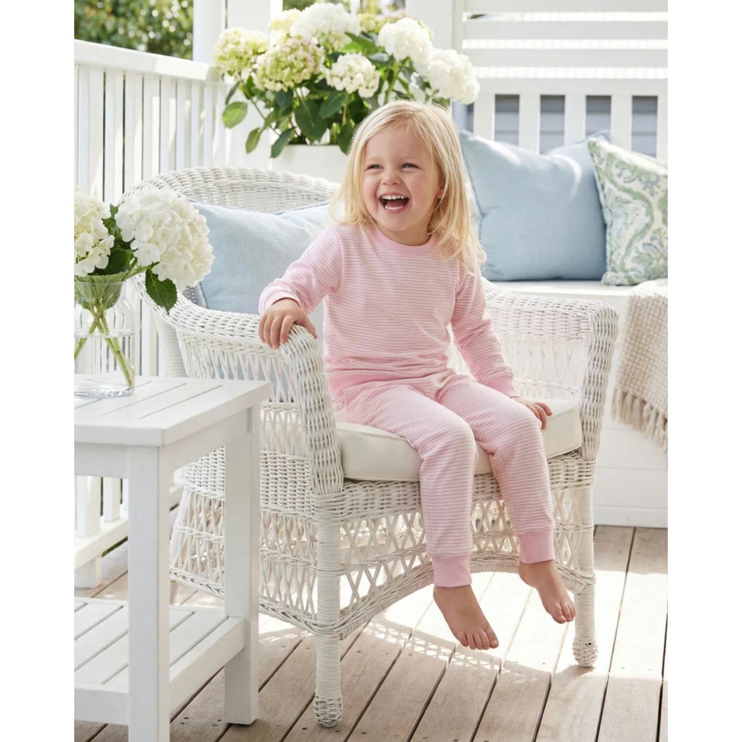 Baby Girls Peony Stripe Lounger Bamboo Sweatsuit