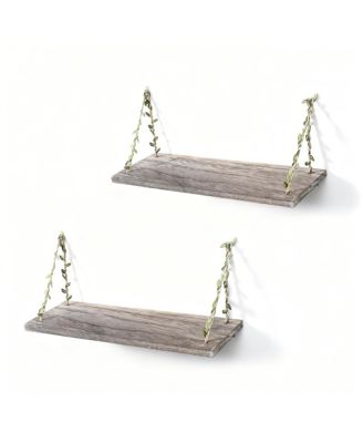 Leaf Rope Hanging Floating Shelves Wall Swing Storage