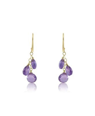 Amethyst Bead Dangle Earrings 14K Gold