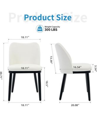 Linen Dining Chairs Set of 2, Upholstered Side Chairs with Padded Seat & Wood Legs