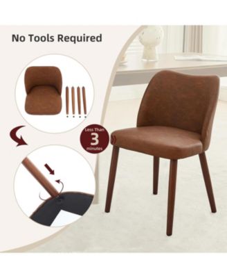 Leather Dining Chairs Set of 2, Upholstered Wingback Chairs with Wood Legs