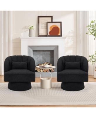 Teddy Fabric Modern  Swivel Barrel Accent Chair
