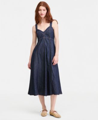 on 34th denim dress On 34th Women's Denim Sweetheart-Neck Midi Dress - Blue