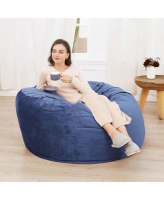 48 Inch Giant Bean Bag Chair, Memory Foam, Plush Velvet, Machine Washable Cover, for Adults/Kids