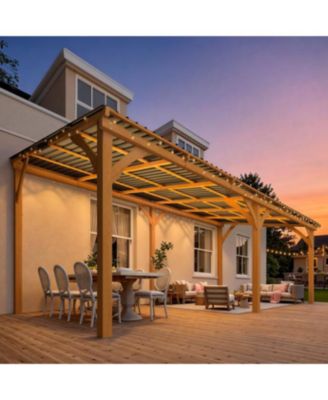  Outdoor Wooden Gazebo, Patio Lean to Hardtop Pergolas and Gazebos