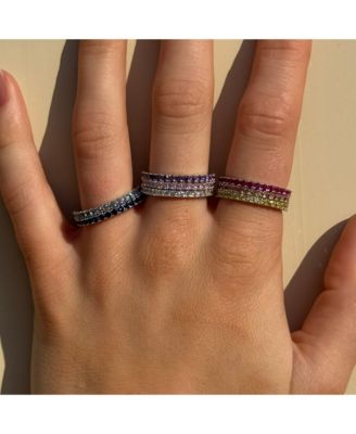 Suzy Levian Sterling Silver Thin Cubic Zirconia Eternity Band