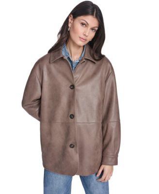 Women's Relaxed-Fit Faux Leather Jacket