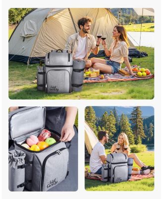 4-Person Picnic Backpack with Insulated Cooler, Blanket and Tableware Set