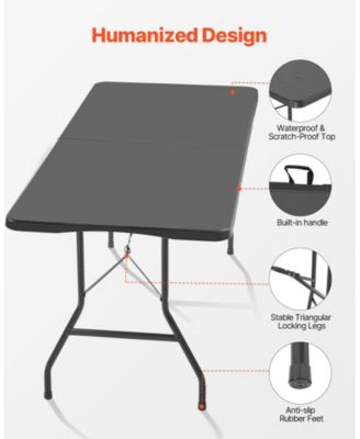6 Ft Fold-in-Half Folding Table with Carry Handle