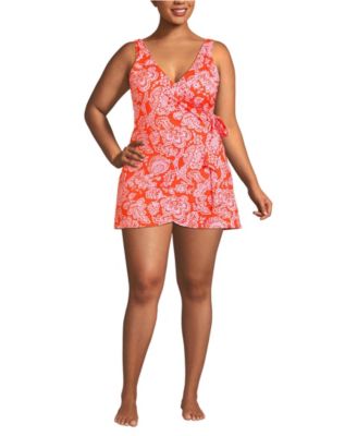 Women's Plus Size Side Tie Mini Swim Dress Swimsuit