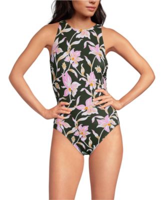 Women's DD-Cup Tugless High Neck Portrait Back One Piece Swimsuit