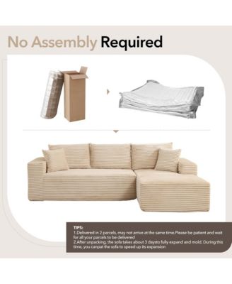 108" Sectional Couches for Living Room, L-Shaped Plush Corduroy Fabric Upholstered Modular Sectional Couches