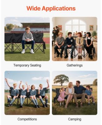 4-Seat Portable Folding Sports Bench with Backrest and Carry Bag