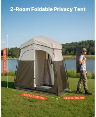 2-Room Portable Camping Shower Tent with Carry Bag
