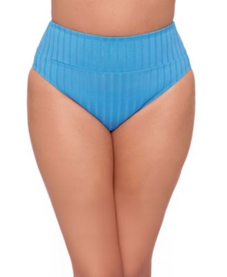 Women's Smoothing Wide Ribbed Ultra High Waist Banded Swimsuit Bikini Bottoms