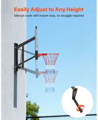 54 Inch Wall Mount Basketball Hoop with Adjustable Backboard