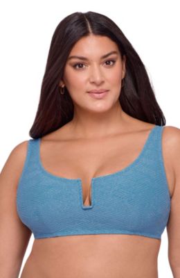 Women's Supportive and Sculpting Basket Weave Scoop Back Cutout U-Wire Bikini Swimsuit Top