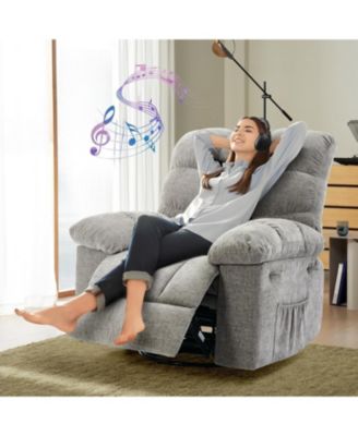 Rocking Recliner Chair,360 Swivel,30 Rocking,135 Tilt,Chenille Upholstery,Q235 Steel Frame Glider Nursery Chair for Small Spaces