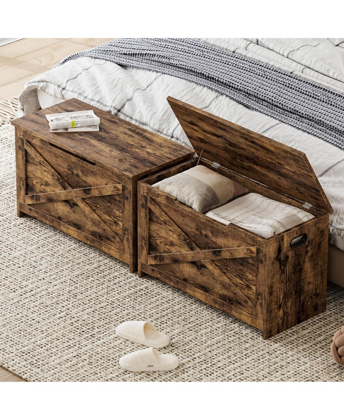 gaomon Wooden Storage Chest, Safety Hinge, Easy Assembly, Large Toy Bench, Entryway, Living Room