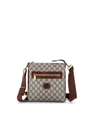 Small Interlocking G Patch Zip Messenger Bag GG Coated Canvas