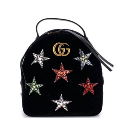 Small GG Marmont Backpack Embellished Matelasse Velvet