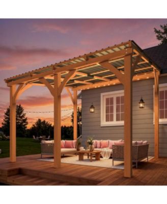 10' x 10' Wooden Hardtop Lean-To Feature Gazebo/Pergola