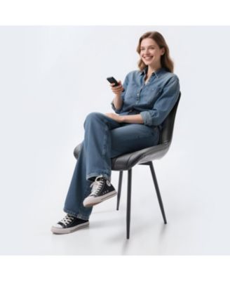 2 Pc. Upholstered Metal Dining Chairs Set