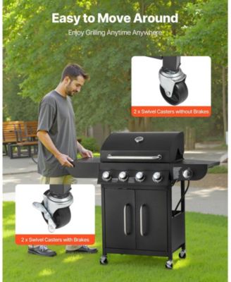 4-Burner Propane Gas Grill with Side Burner, 425 Sq. In. Cooking Area, 52,000 BTU