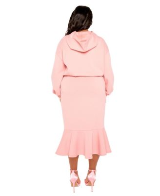 Plus Size Scuba Hoodie and Peplum Skirt Set
