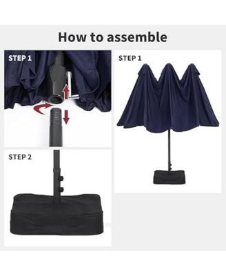 15 ft Double Sided Rectangular Patio Umbrella with Crank, Outdoor Sun Shade