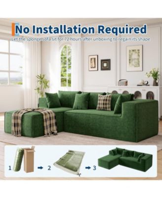 Modular L-Shaped Sectional Sofa, Cloud Couch with Deep Seat, Upholstered Chenille