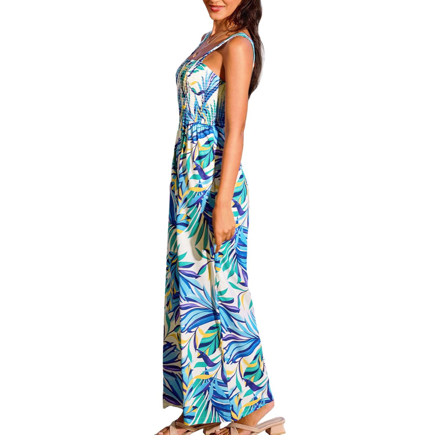 Женский комбинезон Cupshe Rising Tide Tropical Jumpsuit, цвет: Синий — фото 2