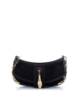 Small Tiger Head Chain Clutch Suede with Leather
