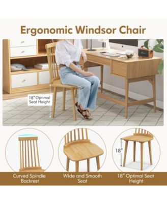 4 PCS Winds or Dining Chairs w/ High Spindle Back Rubber Wood Legs