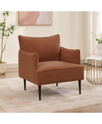 Mid Century Accent Chair, Comfy Living Room Chair Armchair Grey Fabric Sofa Chair for Bedroom
