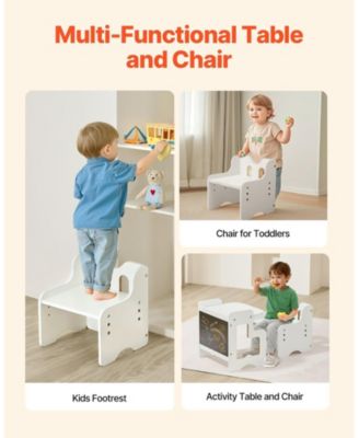 Montessori Weaning Table and Chair Set 3 in 1 with Chalkboard and Adjustable Height
