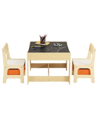 Kids Table and 2 Chairs Set with Reversible Top and Storage for Art and Learning
